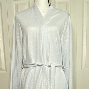 Women's Cabernet Robe Ankle Length Open Front Belted Pockets Light Blue Sz S
